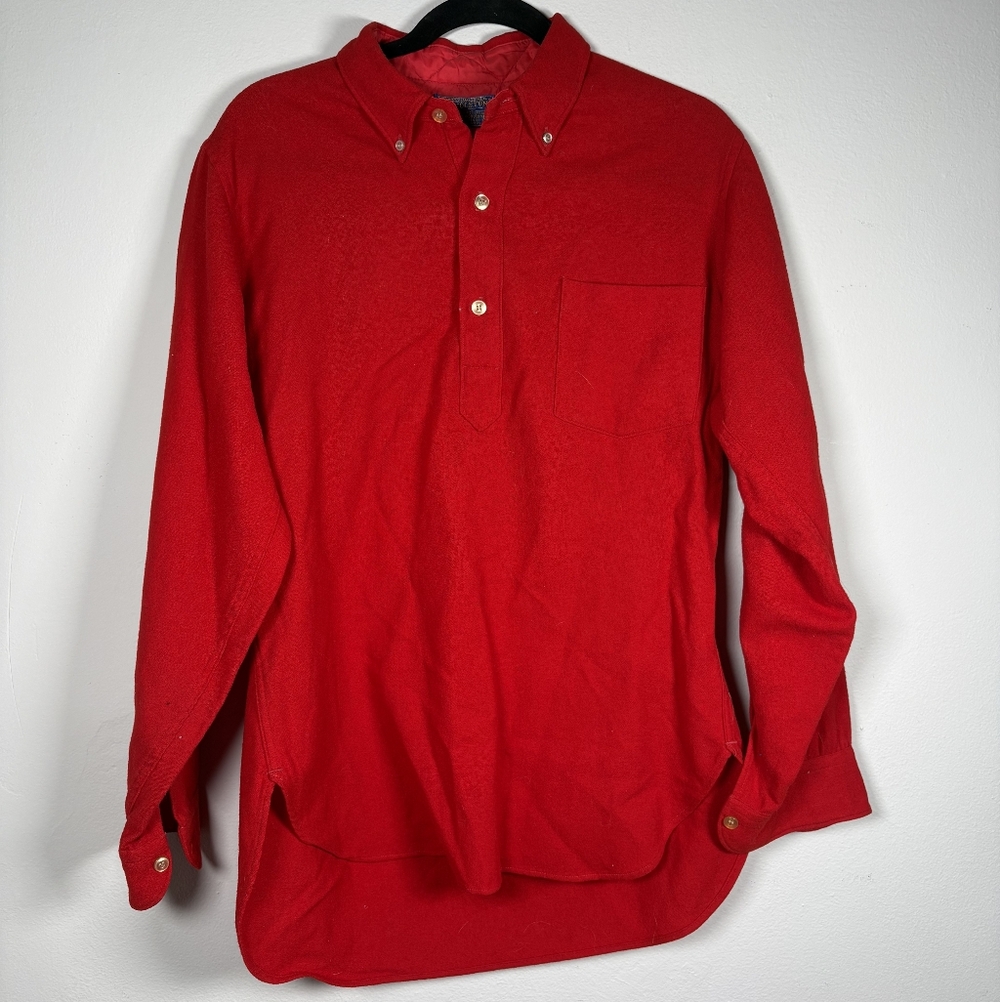 Pendleton Scarlet Red 100% Wool Qtr Button-Down S… - image 3